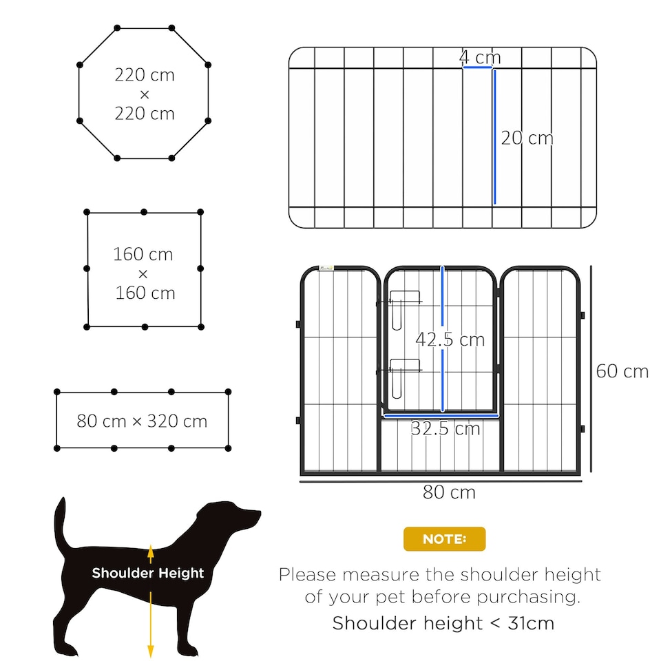 image 1 of Pawhut Pet Pen Guinea Dog Pig Puppy Playpen Play House Steel Hutch Metal Grey