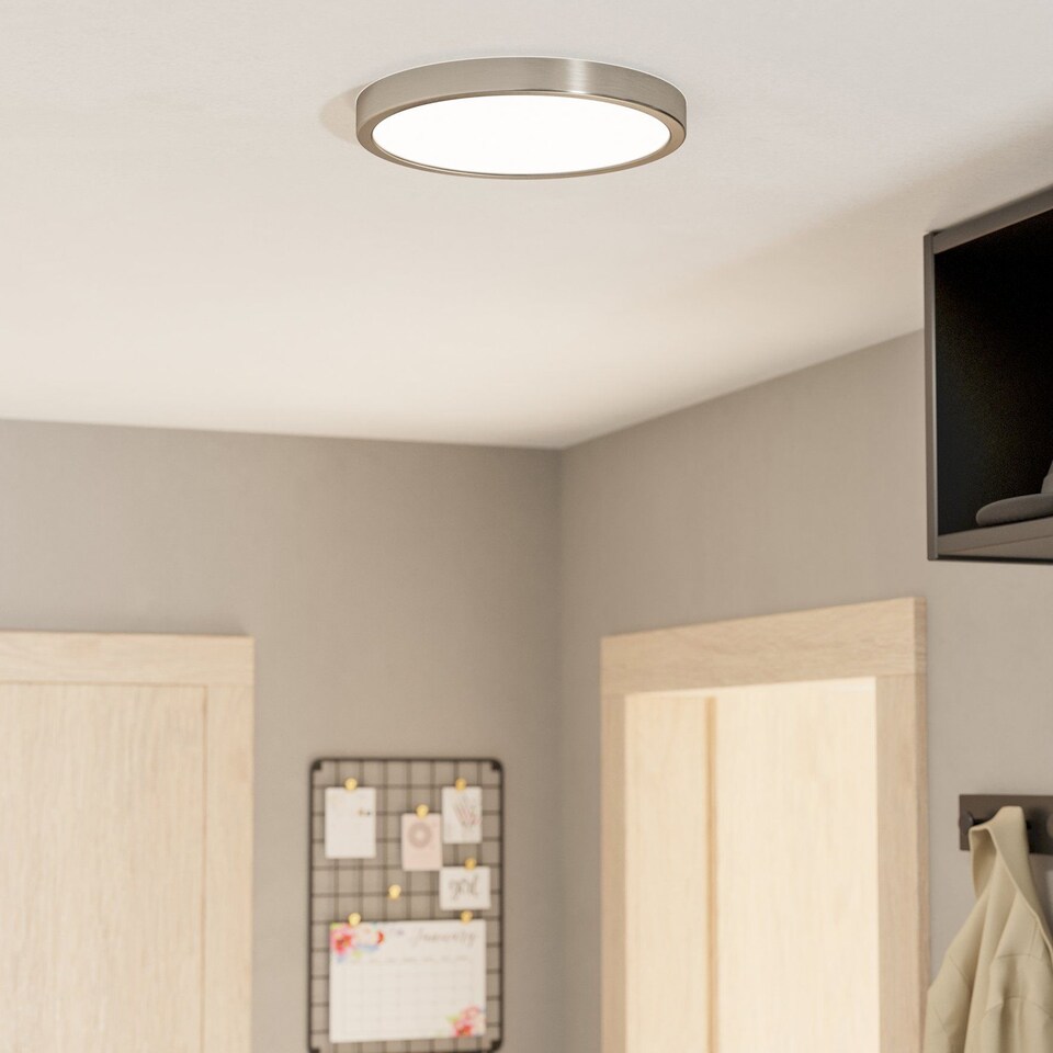 image 1 of EGLO Fueva 6 Silver Steel & Plastic LED CCT Technology Flush Ceiling Light | Silver | Satin Nickel