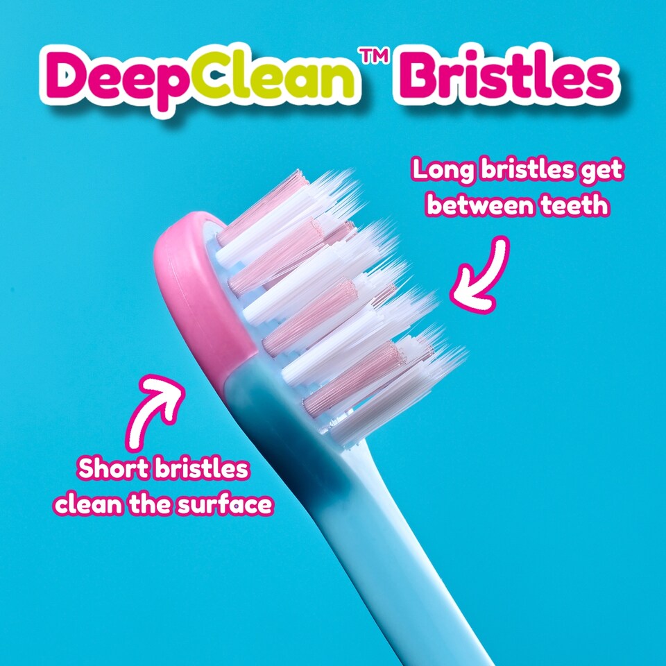 image 1 of Brush Baby Flamingo FlossBrush™ Bristles Toothbrushes Double Pack (3-6 Years)