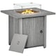image 2 of Outsunny Propane Gas Fire Pit Table for Garden, 40000 BTU Smokeless Firepit Outdoor Patio Heater with Waterproof Cover, Glass Screen, Glass Beads and Lid, Wood Effect, 71 x 71 x 63cm, Grey