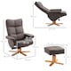 image 3 of HOMCOM PU Leather Swivel Recliner Chair with Footstool, Wooden Base and Storage for Living Room, Brown
