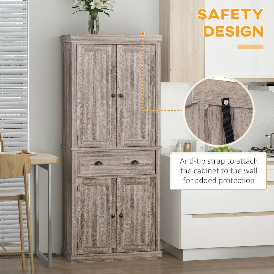 image 1 of HOMCOM Freestanding Pantry Cupboard Storage Cabinet Home Organizer Furniture