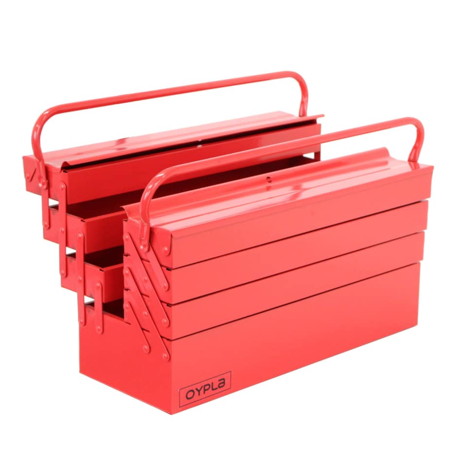 image 1 of 4 Tier 7 Tray Heavy Duty Metal Cantilever Tool Box | Red
