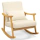 image 1 of COSTWAY Upholstered Rocking Chair Modern Rocker Wood Frame Beige White