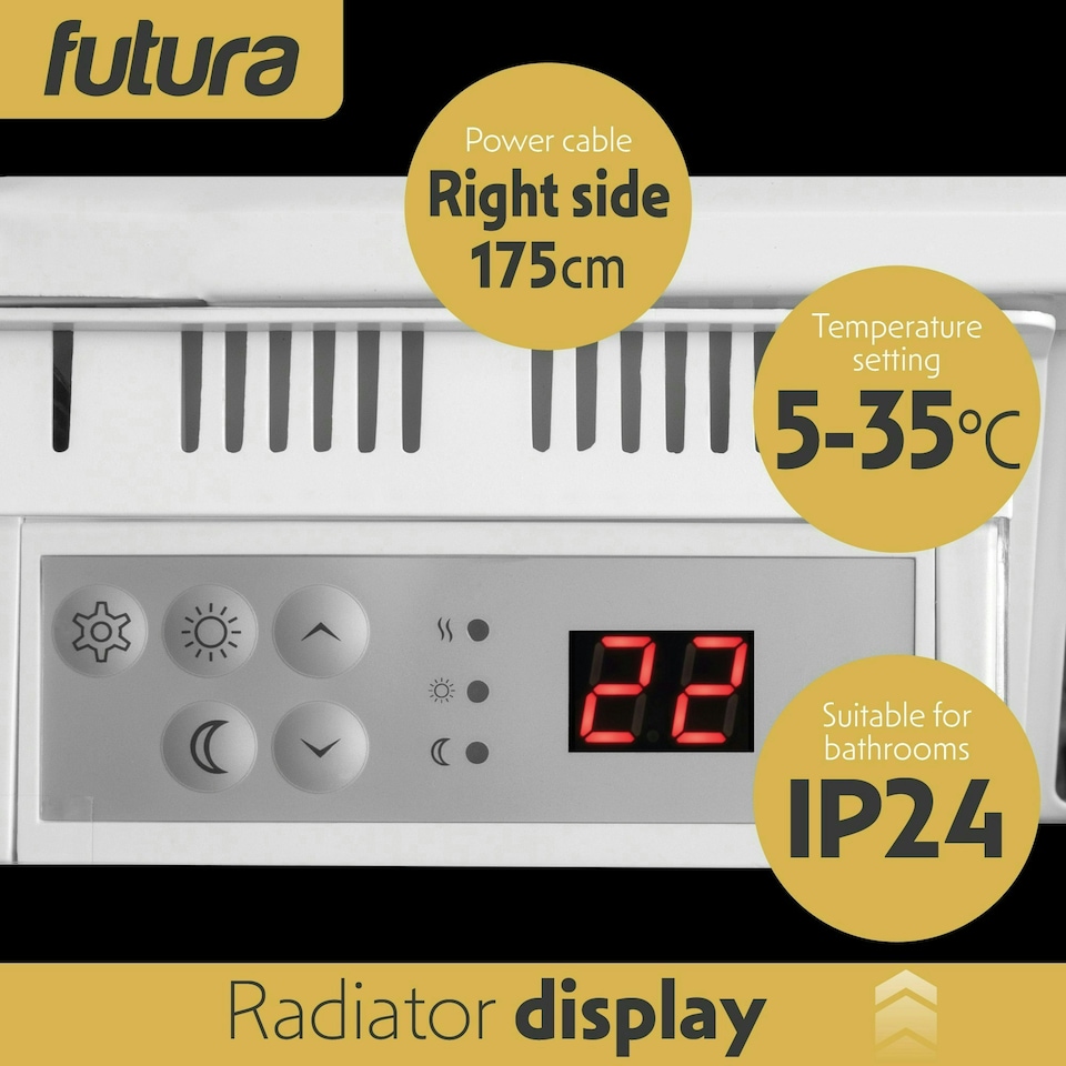 image 1 of Futura 1000W Electric Panel Wall Radiator Heater White