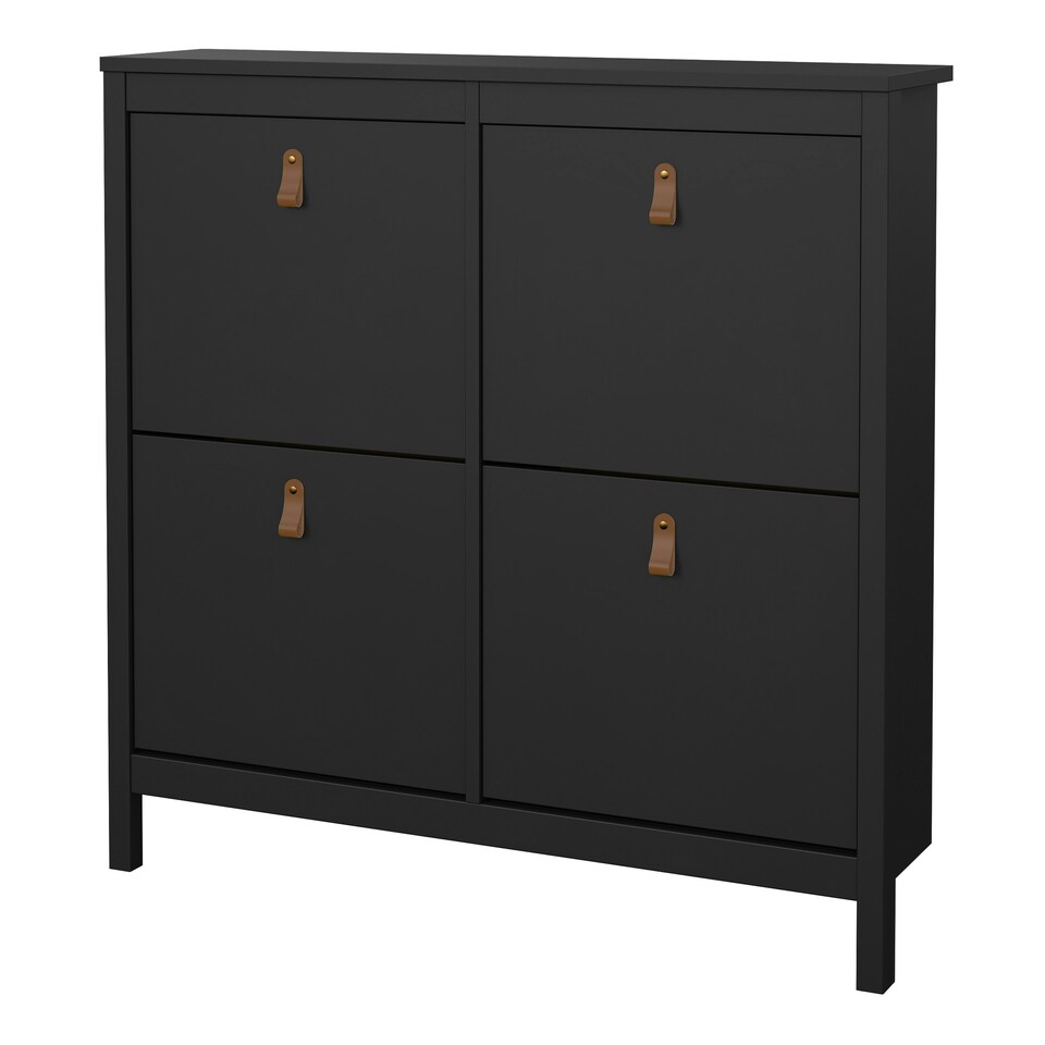 image 1 of Barcelona Shoe Cabinet 4 Flip Down Doors in Matt Black