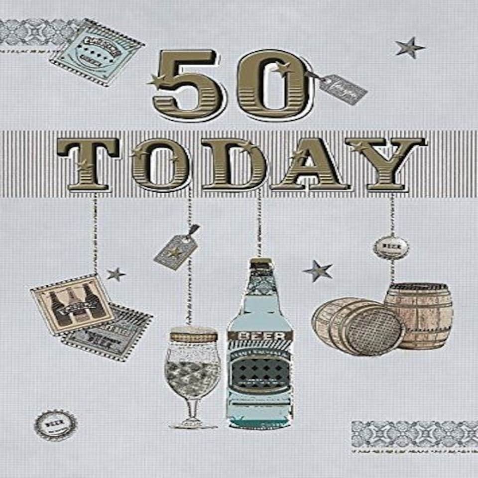 image 1 of 50 TODAY BIRTHDAY CARD BLUE & GOLD MALE BIRTHDAY CARD H876