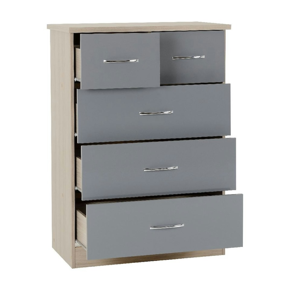image 1 of Nevada 3+2 Drawer Chest Black | Black Wood Grain