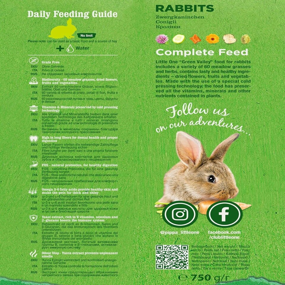 image 1 of Little One Green Valley Grass food for rabbits, 750 g