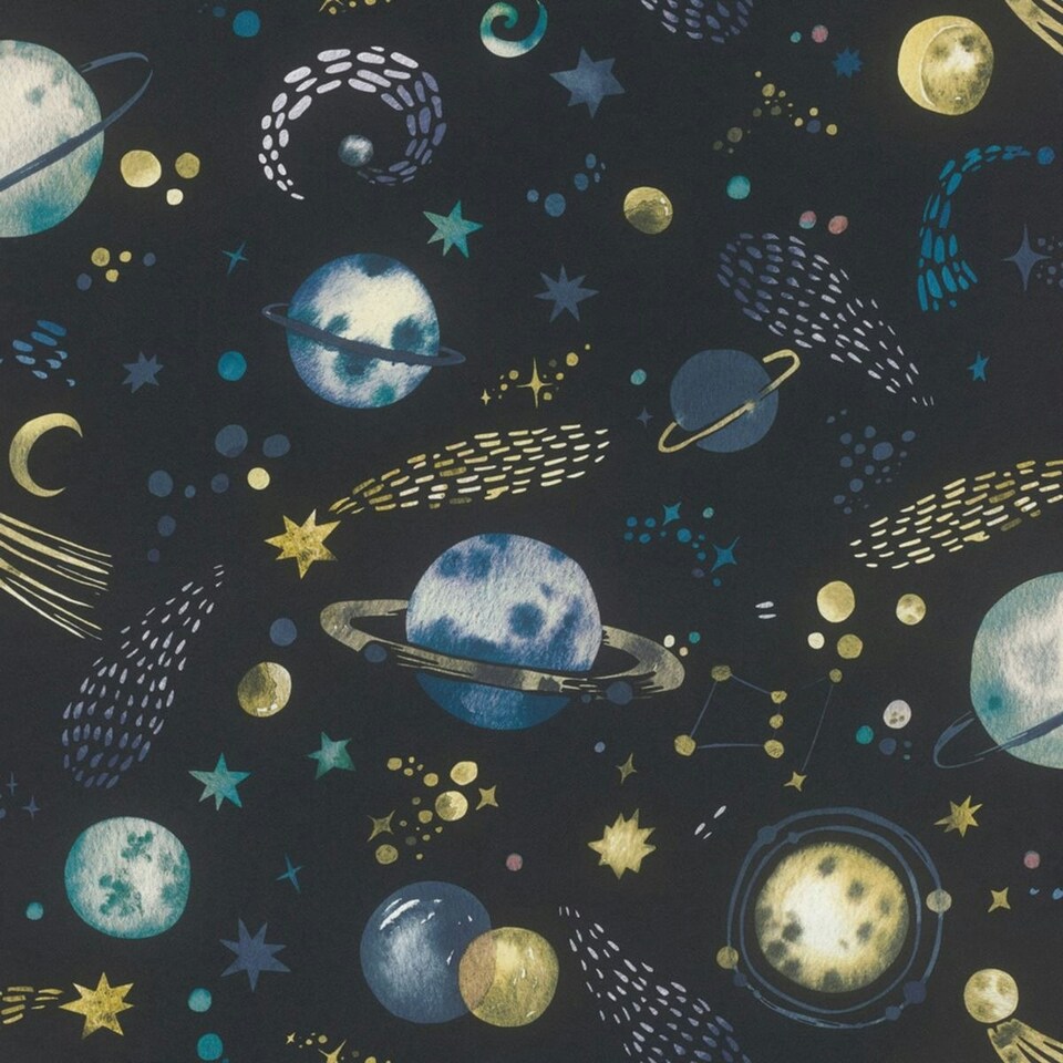 image 1 of Rasch Celestial Skies Wallpaper - Navy Blue - 10m x 53cm Blue