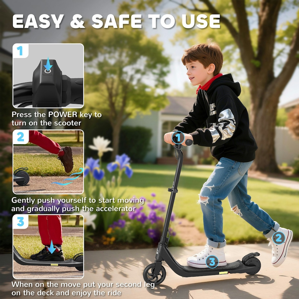 image 1 of HOMCOM 120W Electric Scooter w/ Rear Brake - Black