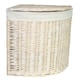 image 2 of Set of 2 Corner White Wash Laundry Basket with a White Lining | White | White
