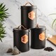 image 2 of Cooks Professional 3 Piece Kitchen Storage Set – Tea, Coffee & Sugar Cannisters | Black | Black & Copper | 3