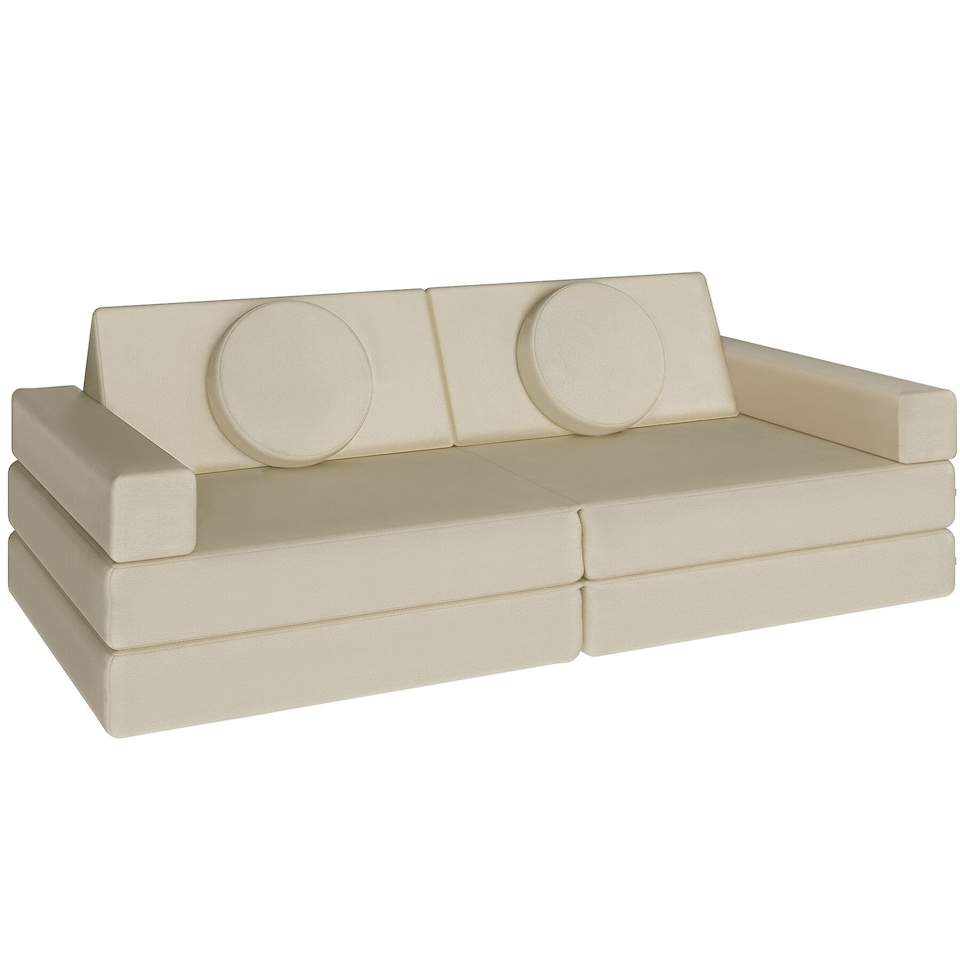 image 1 of Kids Sofa Lilly - 8-piece, flexible arrangement play sofa, thick padding, removable covers | Cream | beige | Two Seater | 1