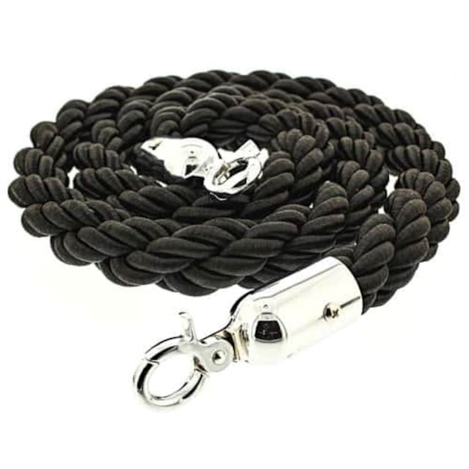 Black Braided Rope with Chrome Hooks