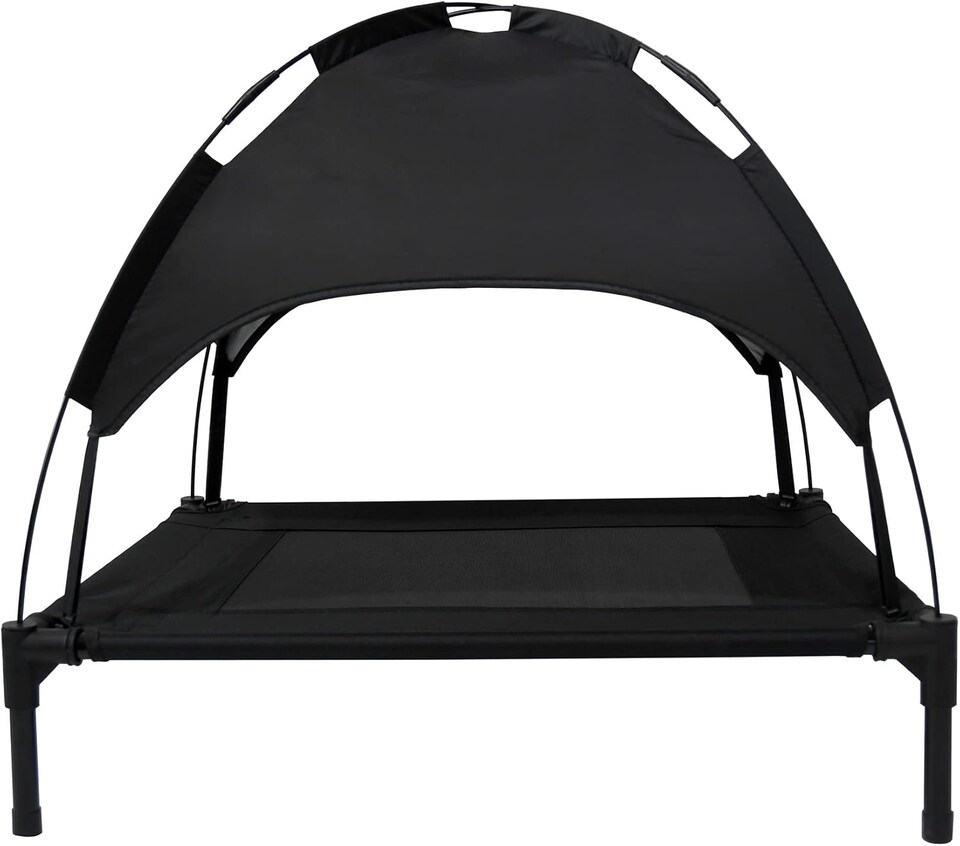 image 1 of Actiaspet Elevated Dog Bed with Canopy Raised Pet Cot Multiple Sizes (Black, Medium)