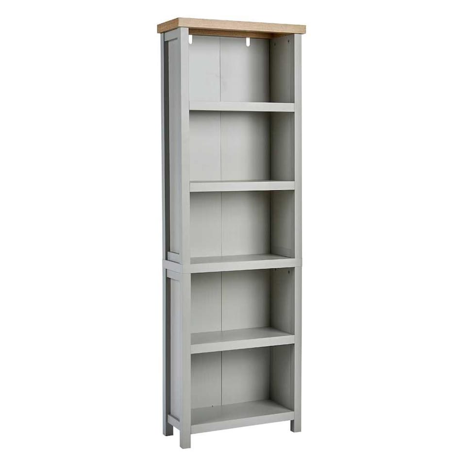 image 1 of Grey Oak Tall Bookcase Display Unit 5 Bookshelves DVD Storage Two Tone