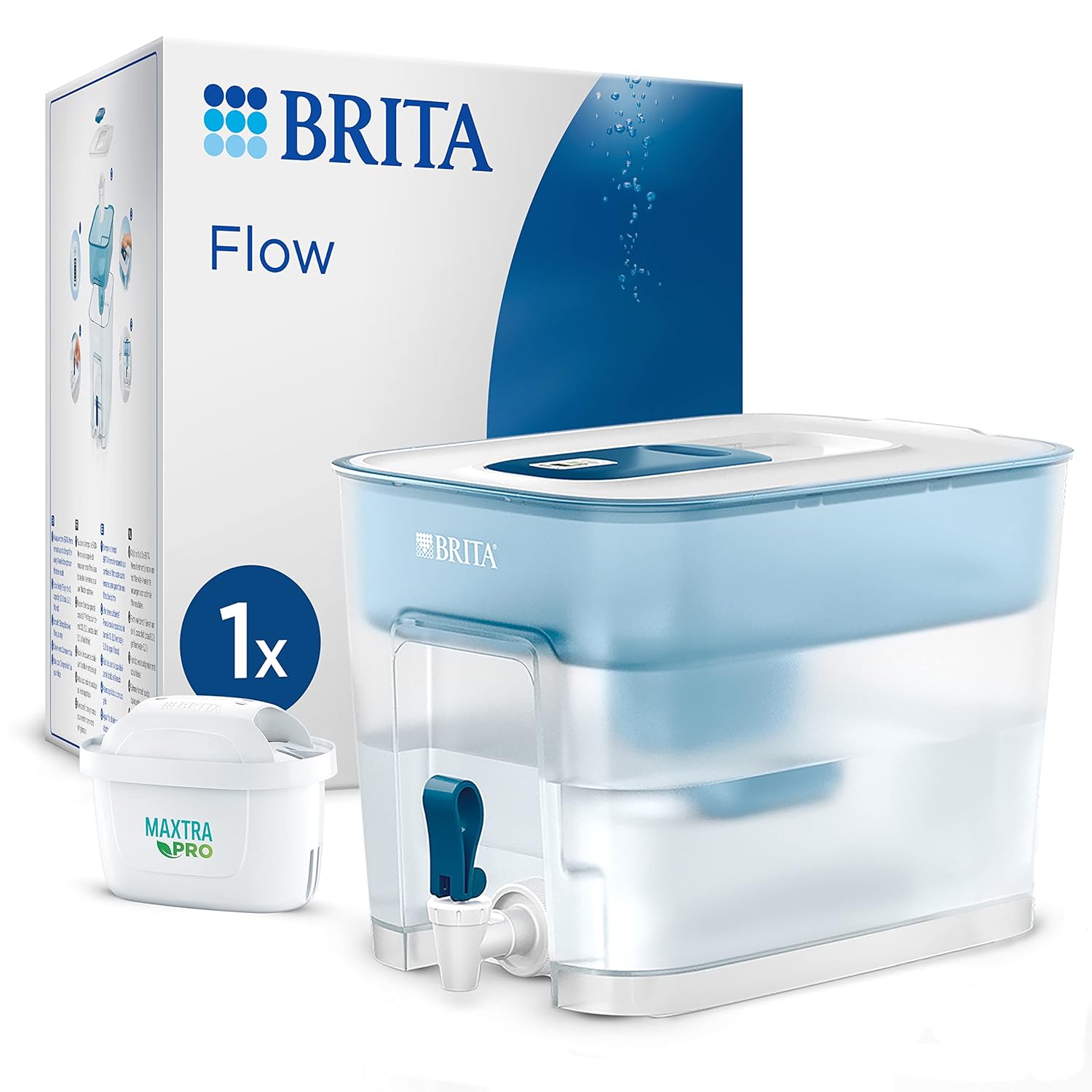 BRITA Flow XXL Water Filter with Tap (8.2 L) Including 1 x Maxtra Pro All-in-1 Cartridge