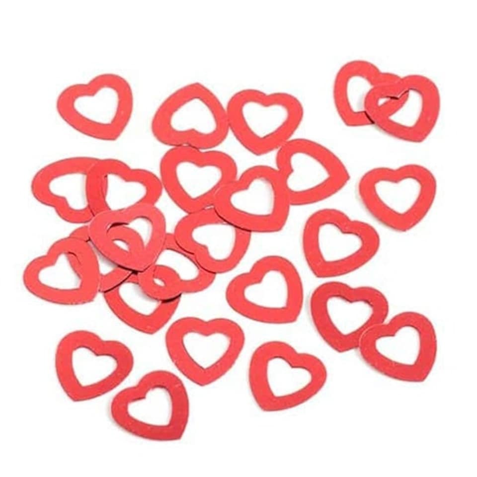 Red Hollow Hearts Table Confetti - 14 Grams
