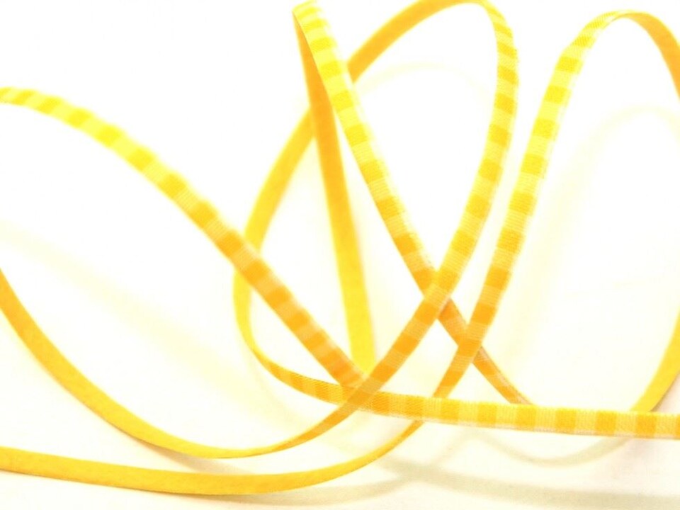 Minerva Yellow 5mm Felt Gingham Ribbon for Dressmaking - per metre