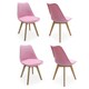 image 4 of 5PCs Dining Set - a White Round Dining Table & Set of 4 White Lorenzo Tulip chairs with Padded Seat | Pink