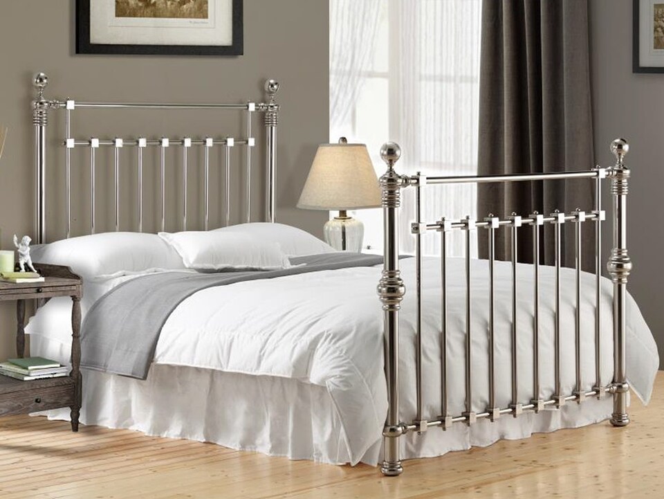 image 1 of Chrome Squared Metal Bed Frame - King 5ft