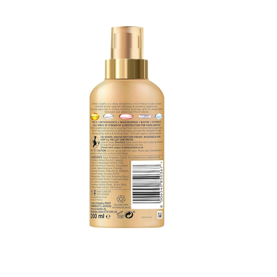 image 1 of Pantene Pro-V Infinite Lengths Daily Strengthening Mist Strong & Protected Hair 200ml
