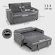 image 3 of HOMCOM 2 Seater Sofa Bed, Corduroy Click Clack Sleeper Sofa with Pull Out Design, 2 Pillows, Cup Holders, Side Pockets, Convertible Loveseat Bed Settee for Living Room, 157x190cm, Charcoal Grey