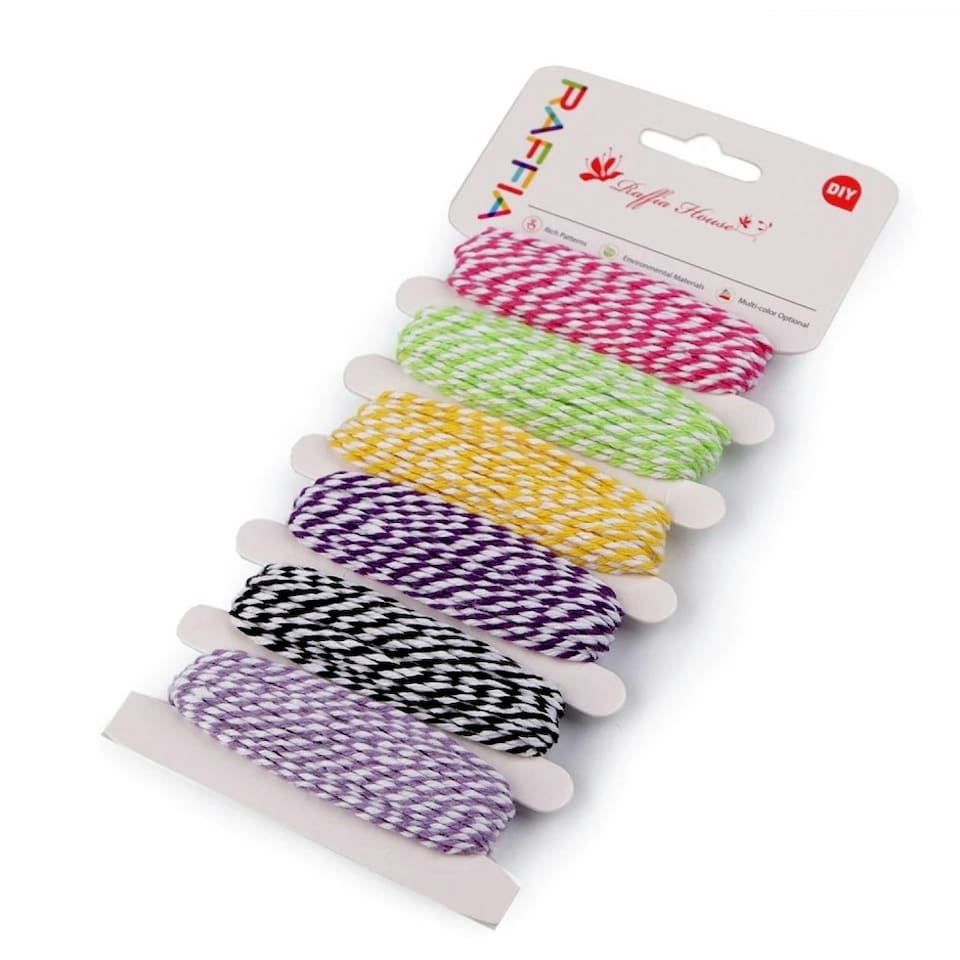 image 1 of 5m Raffia Craft Assorted Two Colour Cotton Thread String