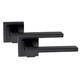 image 3 of Golden Grace 6 Pairs Zeta Design Door Handles Lever Latch on Square Rose in Matt Black Finish with Tubular Latch and Pair of 3" Ball Bearing Hinges Black