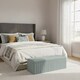 image 2 of 150cm Wide Lux Ottoman Storage Box, Silver Velvet Upholstered Full Striped Storage Ottoman Box
