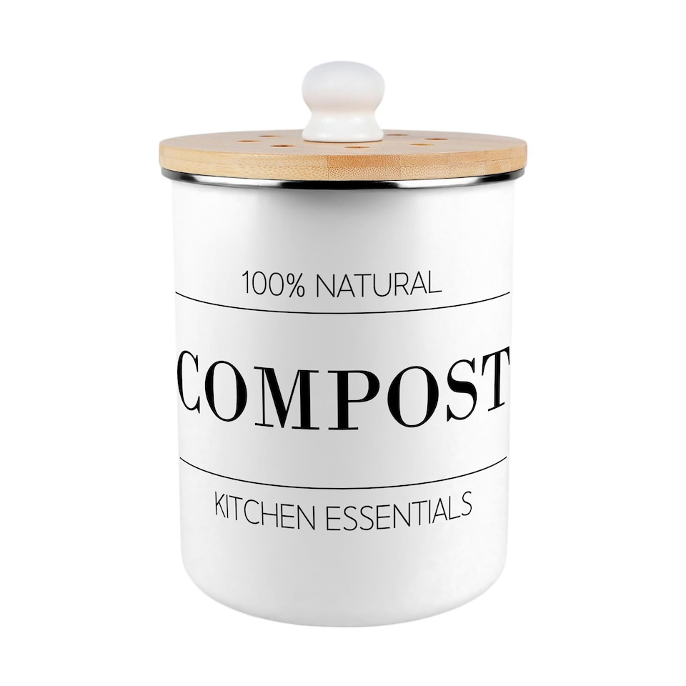 image 1 of Minimalist Essentials Compost Caddy - Metal 2L Decorative Kitchen Food Waste Bin