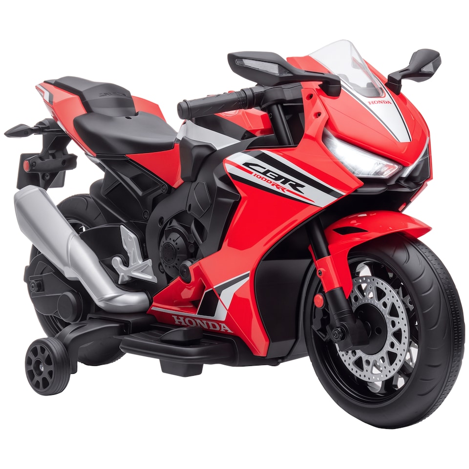 image 1 of HOMCOM Honda Licensed 6V Kids Electric Motorbike Ride On Motorcycle Vehicle with Headlights, Music, Training Wheels, for Ages 3-5 Years Red