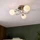 image 2 of Delos 3 Light Multi Arm Glass Semi Flush Ceiling Lamp Antique Brass