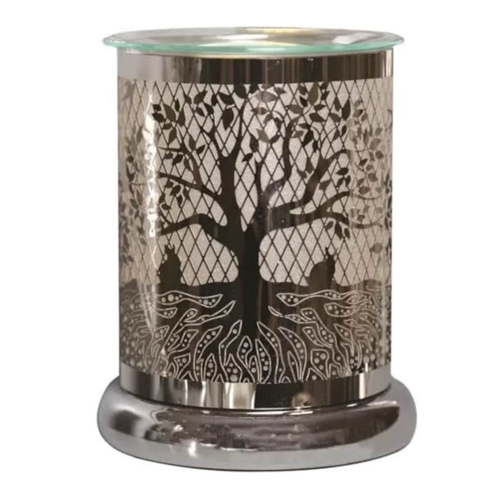 image 1 of Aroma Electric Touch Wax Melter 17cm Silver - Tree Of Life | Black | 1