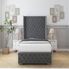 Sloomy Arundel Armour Coniston Bed Frame With Mattress With 50" Upholstered Wingback Headboard 3' Single