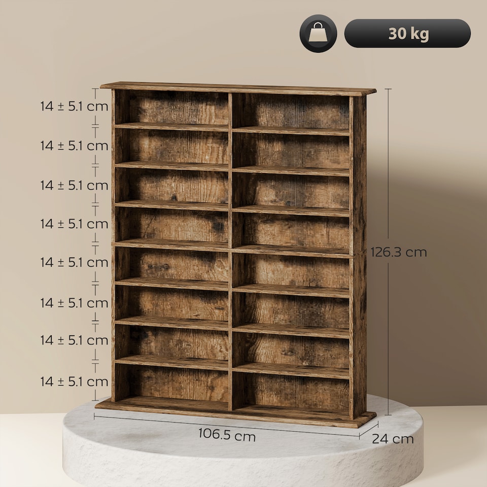 image 1 of HOMCOM CD Storage Unit DVD Tower Blu-ray Storage Shelf for Office, Brown