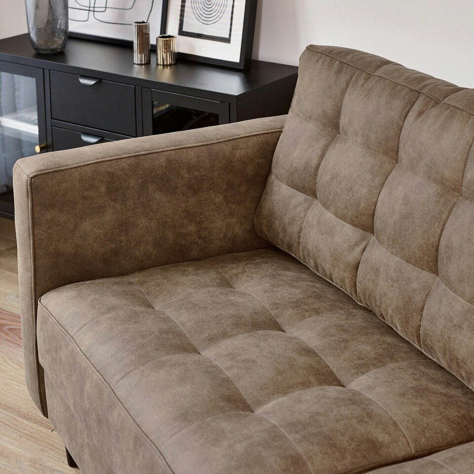 image 1 of Furniturebox Jolene Brown Faux Leather 3 Seater Sofa