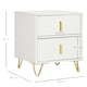 image 5 of HOMCOM Modern 2 Drawer Dresser, Fluted Bedroom Dresser Chest of Drawers with Metal Legs and Steel Handles for Bedroom, White