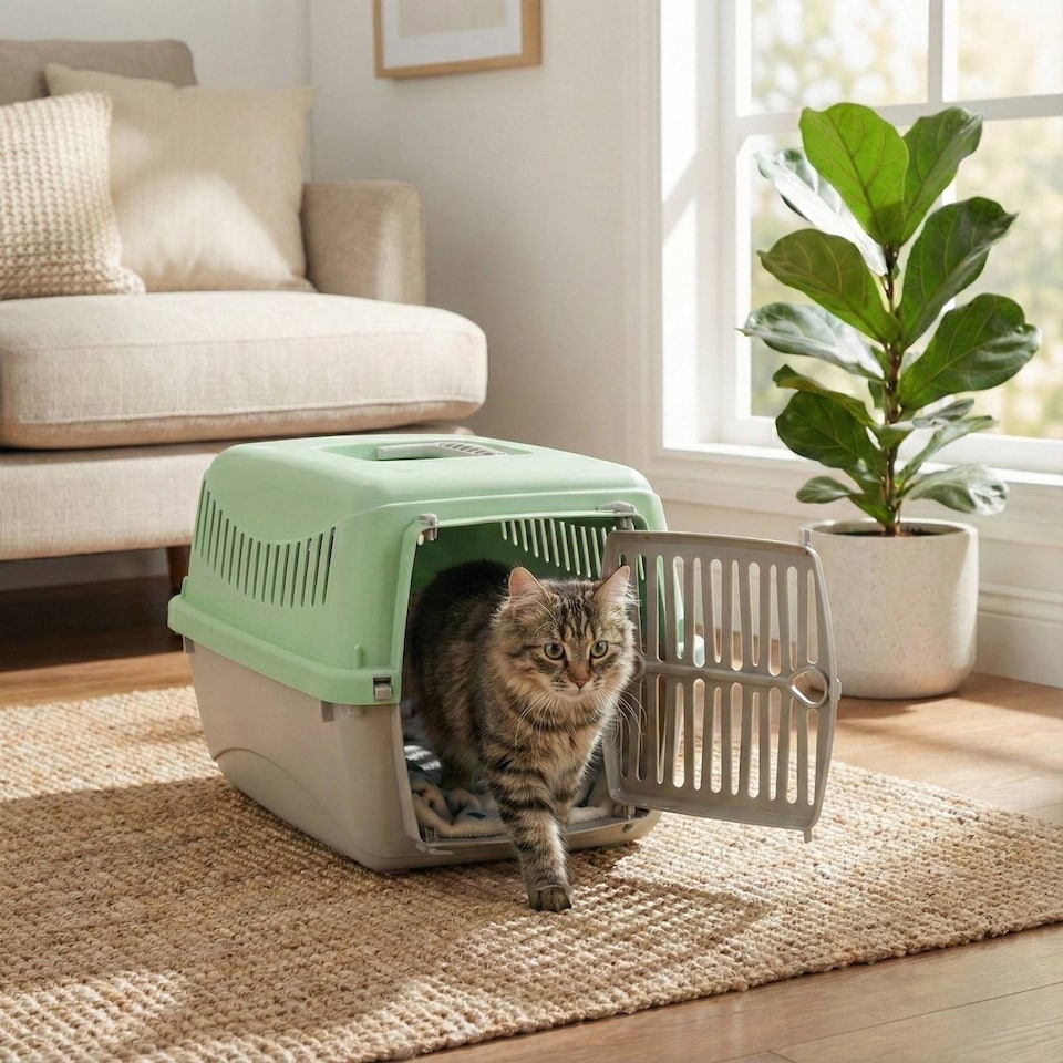 image 1 of Transportini Pet Carrier Travel Crate Cat Dog Cage Portable Box Pastel | Green | Pastel Green | Small | 1