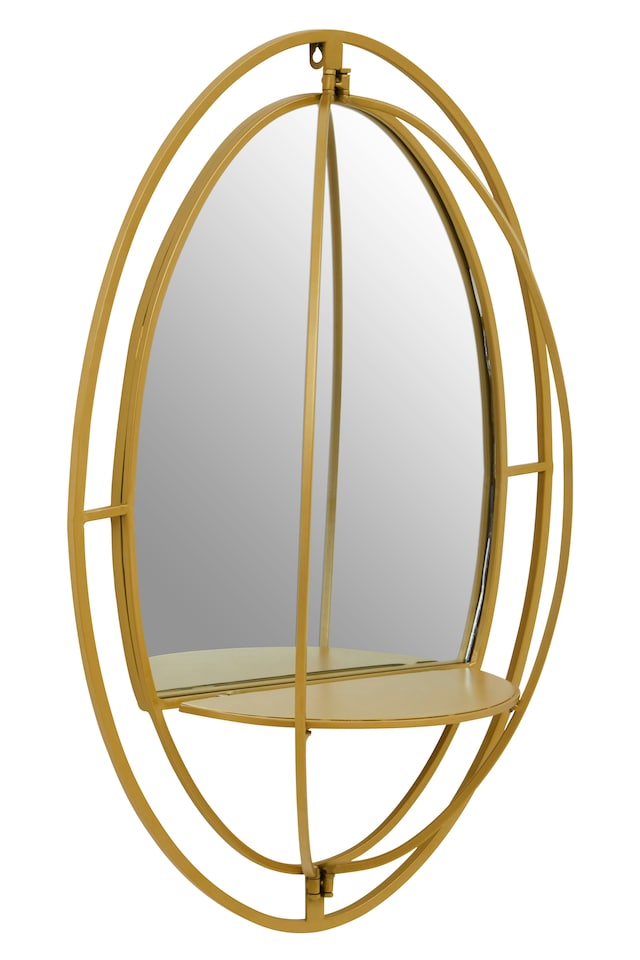 image 1 of Avento Oval Shelved Gold Wall Mirror | Gold