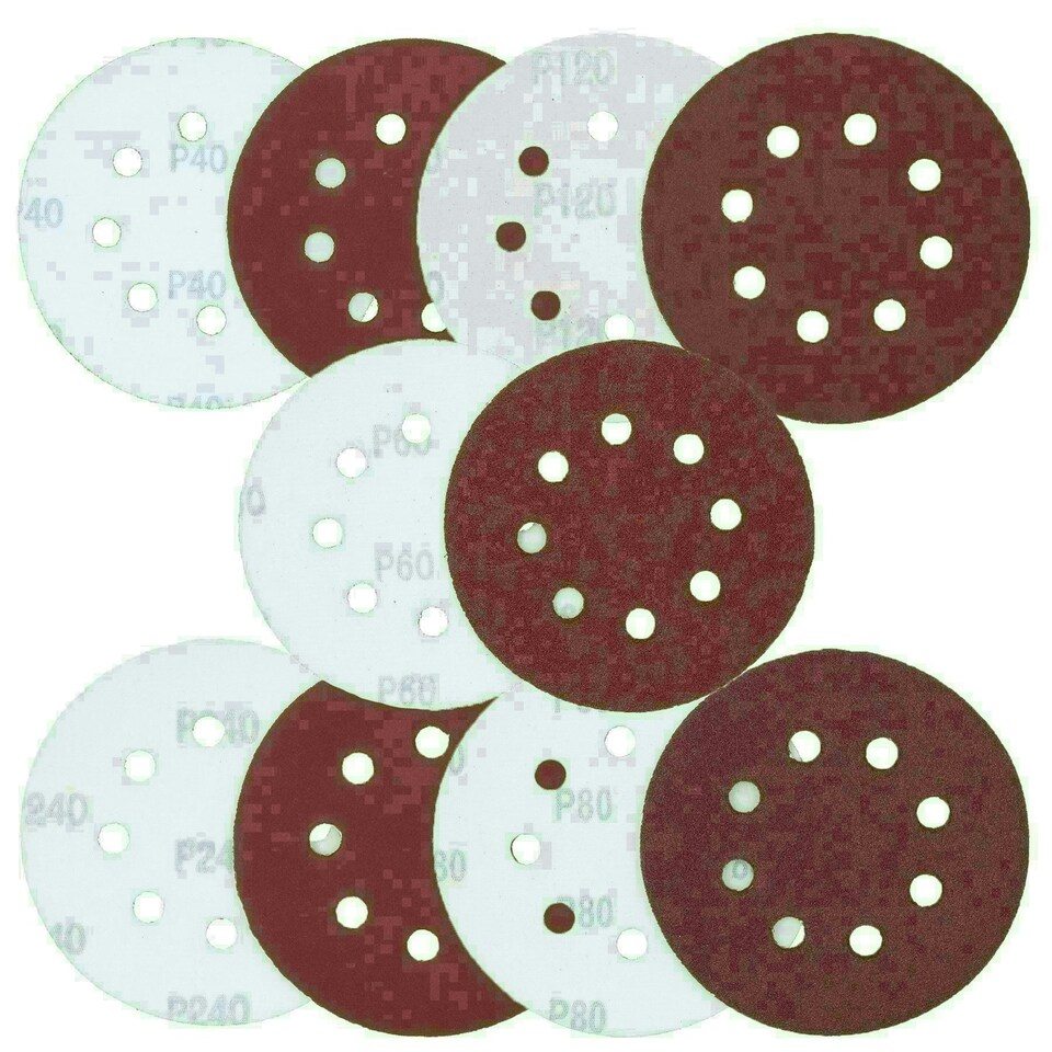 image 1 of 125mm Mixed Grit Hook And Loop Sanding Abrasive Discs Mixed Grit 150 Pack