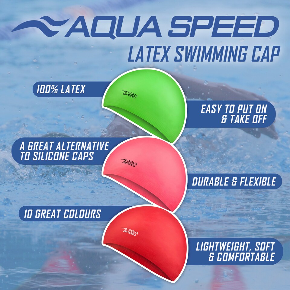image 1 of Unisex Adult Soft Latex Swimming Cap | Comfortable Elastic Flexible Cap | Red | Red | One Size | 1