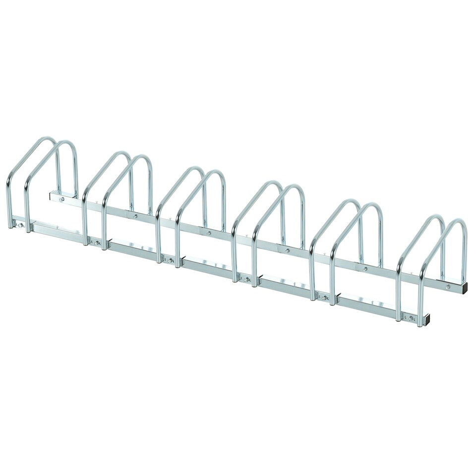 image 1 of HOMCOM Bike Parking Rack Bicycle Locking Storage Stand for 6 Cycling Black