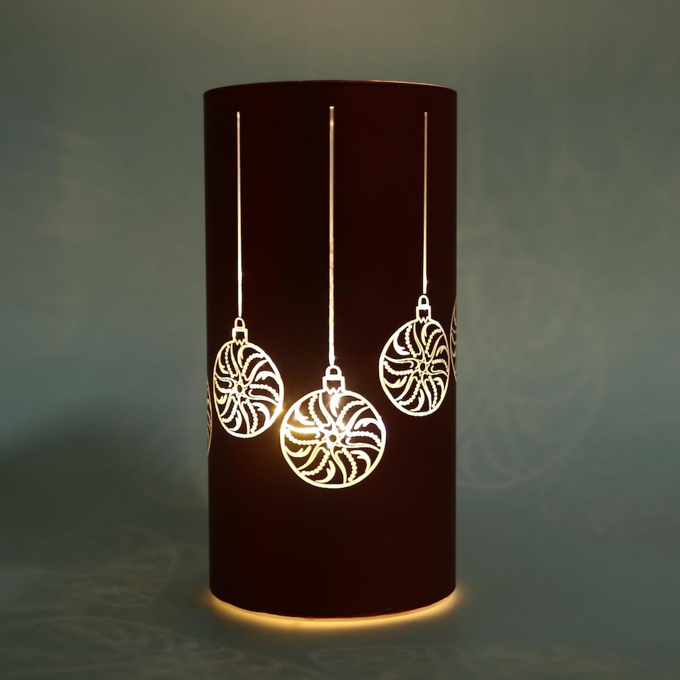 image 1 of 22cm Christmas Decorated Vase Led Red Glass Vase / Baubles