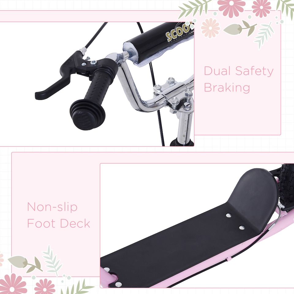 image 1 of HOMCOM Stunt Scooter, Kids Scooter with Big Wheels, Adjustable Height, Dual Brakes, for Ages 5+ Years | Pink