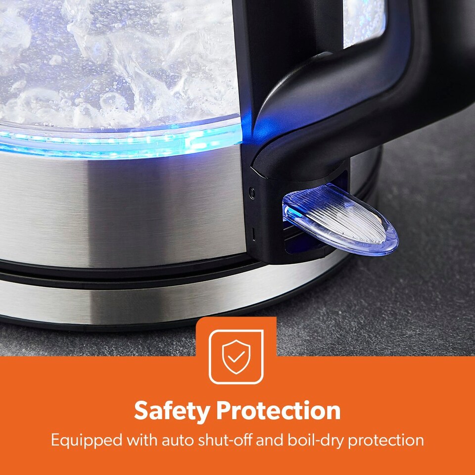 image 1 of GEEPAS Electric Kettle 2 Slice Bread Toaster & Microwave Kitchen Set
