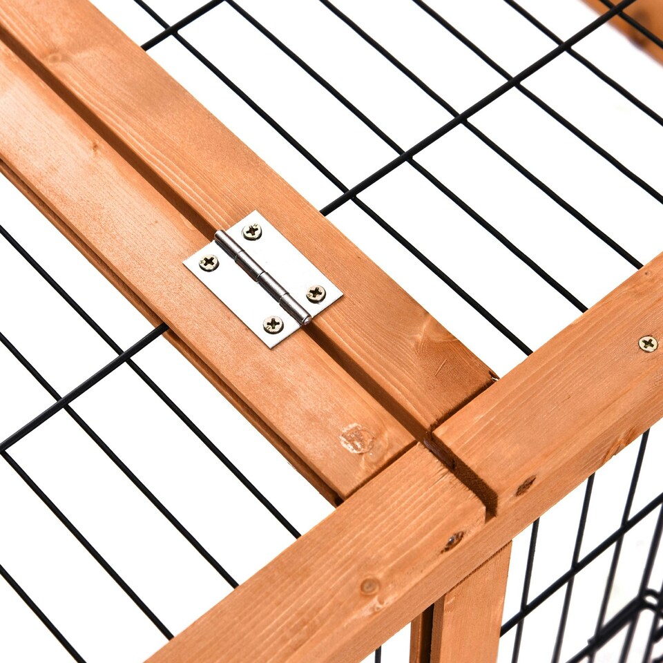 image 1 of PawHut Rabbit Hutch, Guinea Pig Hutch Outdoor Detachable Cage w/ Tray & Roof