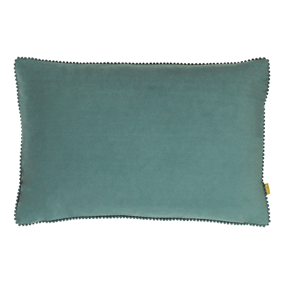 image 1 of Furn Cosmo Velvet Pom-Pom Cushion, Blue, 30 x 50cm