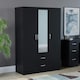 image 2 of Vida Designs Riano 3 Door 2 Drawer Mirrored Wardrobe With Shelf & Clothes Rail, Black